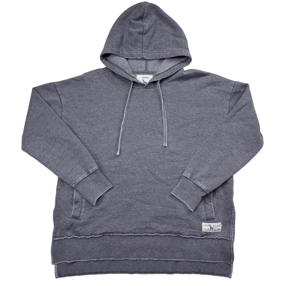 Southern Fried Cotton Marni Hooded Sweatshirt Gray Raw Hem Pockets Medium Soft